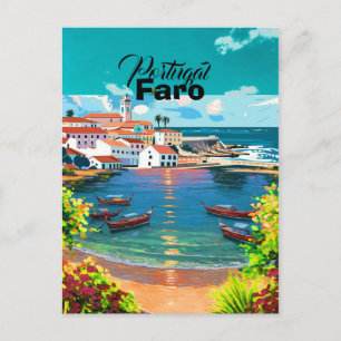 Arte de Cartão Postal de Viagem Faro Portugal, Via