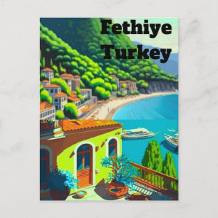Arte de Cartão Postal de Viagem Fethiye Turquia, F