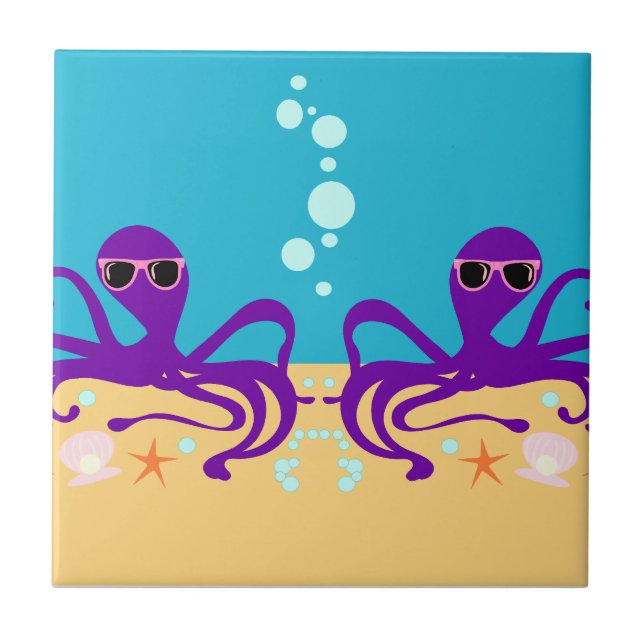 Arte de Cartoon de Octopus de Brincadeira Roxa (Frente)