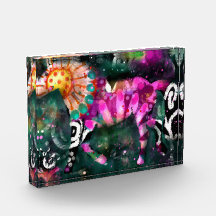 Arte de Cavalo de Abstrato com Bloco de acrílico