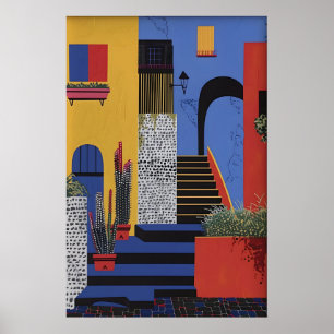 Arte de Cidade Italiana Abstrata Impressão Vibrant