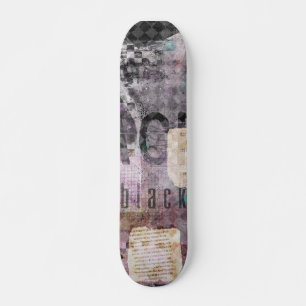 Arte de colagem roxa negra no skate