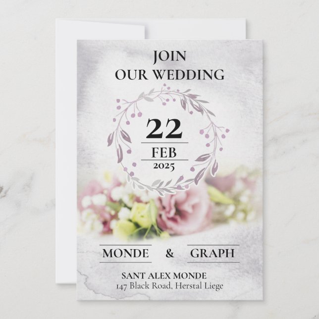 Arte de Convites de Casamento (Frente)