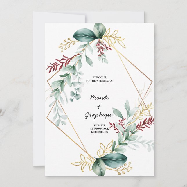 Arte de Convites de Casamento (Frente)