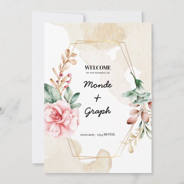 Arte de Convites de Casamento de rosa (Frente)