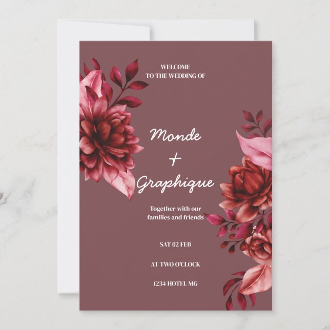 Arte de Convites de Casamento de rosa (Frente)