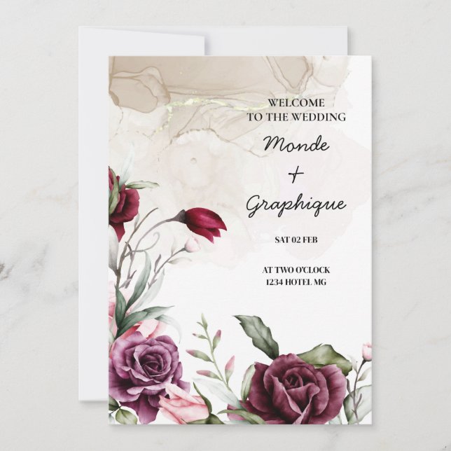 Arte de Convites de Casamento de rosa (Frente)