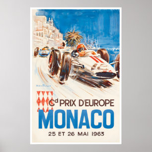 Arte de Corrida de Carros Mônaco Cartaz Impressão