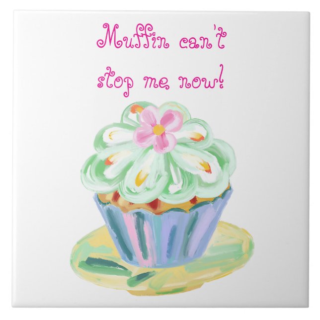 Arte de Cupcake Rosa e Verde Divertido (Frente)