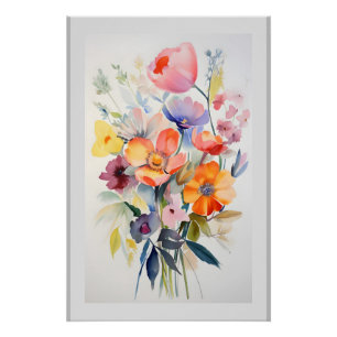 Arte de Decoração de Parede Floral Contemporânea #
