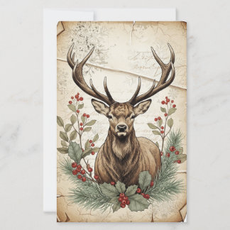 Arte de Decoupage de Veado de Natal Vintage