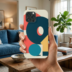 Arte de Design Geométrico Abstrato Retro em Risogr