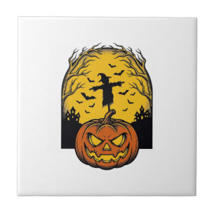 Arte de Espantalho da Lua de Abóbora de Halloween