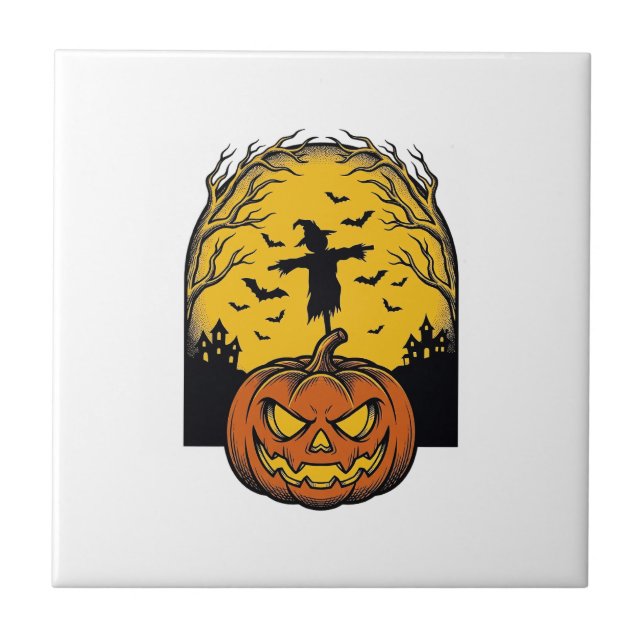 Arte de Espantalho da Lua de Abóbora de Halloween  (Frente)