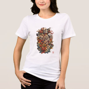 Arte de Esqueleto Japonês Caveira Floral Gótica