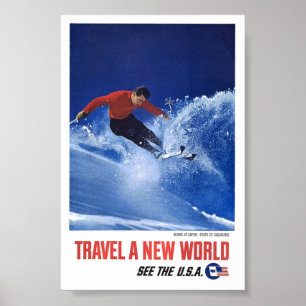 Arte de esqui do poster de viagens de Aspen