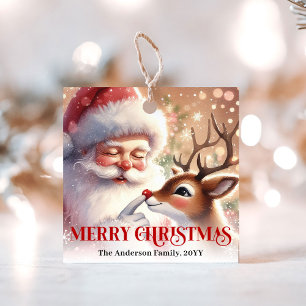 Arte de etiqueta de presente de Natal do Rudolph d