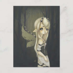 Arte de fantasia de fada cartão postal verde