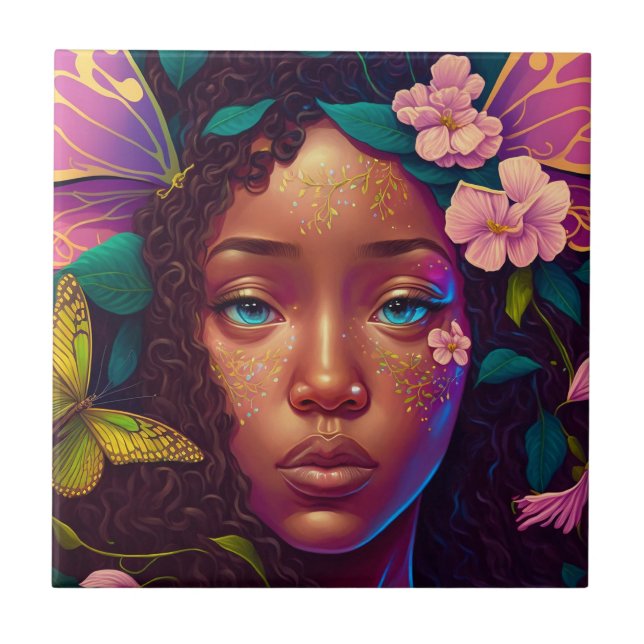 Arte de Fantasia de Fada Negra Africana-Americana (Frente)