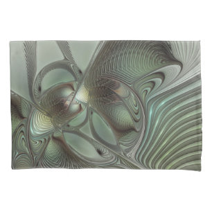 Arte de Fantasia Fracional Verde Oliva Cinza Abstr