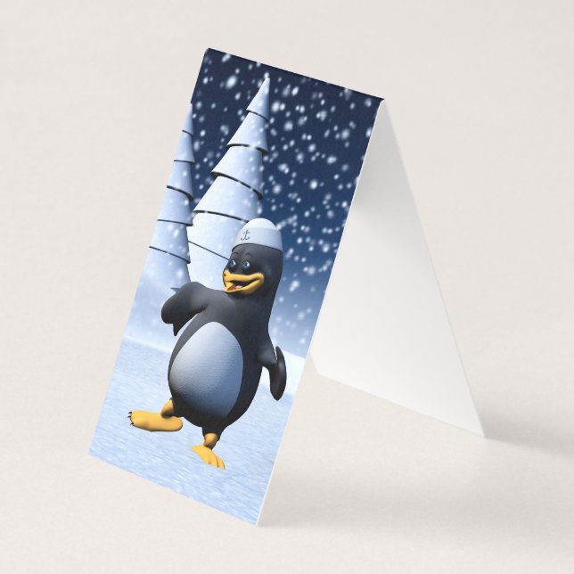 Arte de Férias de Inverno Adorável de Pinguim Mari (Frente)