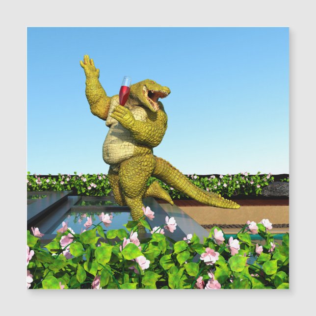 Arte de festa de champanhe de crocodilo engraçado  (Frente)
