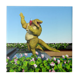 Arte de festa de champanhe de crocodilo engraçado