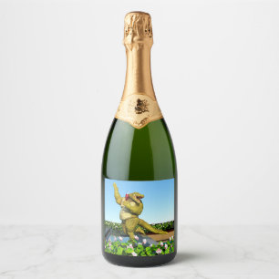 Arte de festa de champanhe de crocodilo engraçado