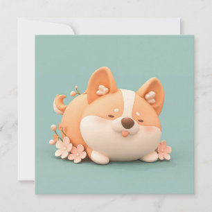 Arte de Filhote de Corgi com Cartão Postal de Argi