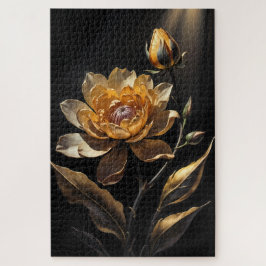 Arte de Flor Botânica Dourada Quebra-Cabeça