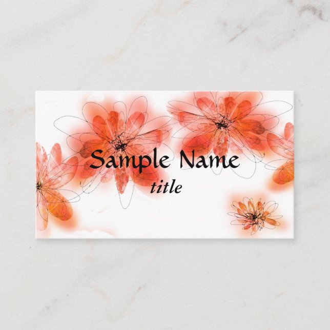 Arte de flor de aquarela modelo de cartão de negóc (Frente)