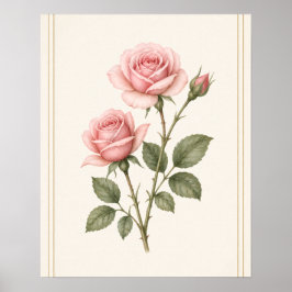 Arte de flor de rosa, impressão de arte de parede