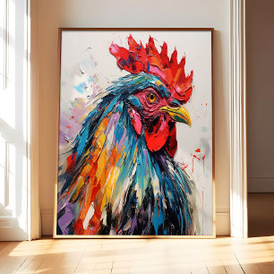 Arte de frango abstrata, pôster de impressão, arte