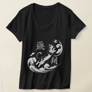 Arte de Futebol com Gato Saltitante - Camiseta Fem