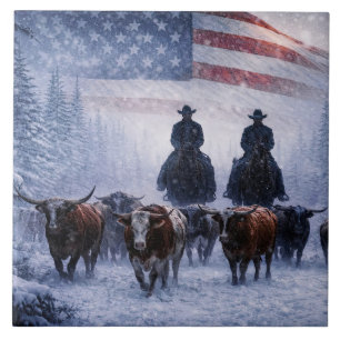 Arte de Gado de Cowboy no Inverno