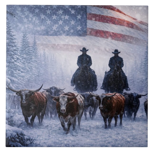 Arte de Gado de Cowboy no Inverno (Frente)