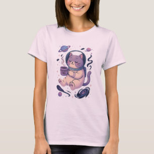 Arte de Gato Cósmico Fofo Caneca e Camiseta de C
