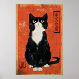 Arte de Gato Japonês Impressão Eclectic Home (Inst