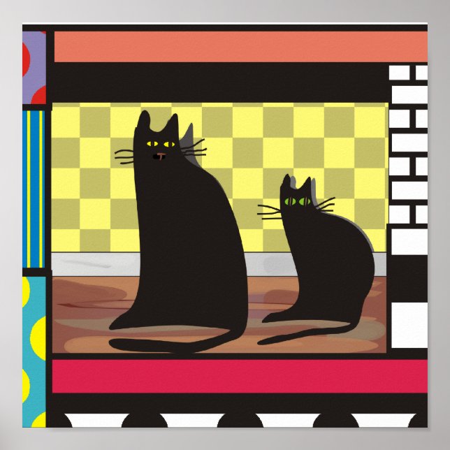 Arte de Gato Negro, impressão Poster de "Dois Amig (Frente)