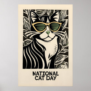 Arte de Gato Preto Impressão Gato Caprichoso Retro