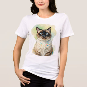 Arte de Gato Siames Cute Olhos Azuis Aquarela