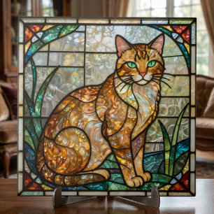 Arte de Gato Tabby Laranja Gengibre em Vidro Pinta