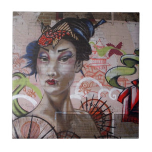 Arte de Grafite Urbano Geisha