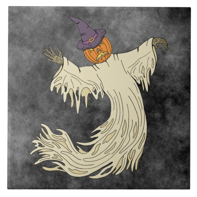 Arte de Halloween do Fantasma de Cabeça de Abóbora (Frente)