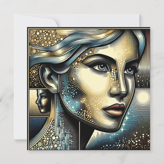 Arte de IA Abstrata | Rosto de Mulher (Frente)