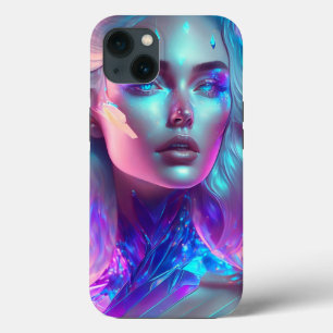 Arte de IA Deslumbrante Mulher de Vidro Gelado e B