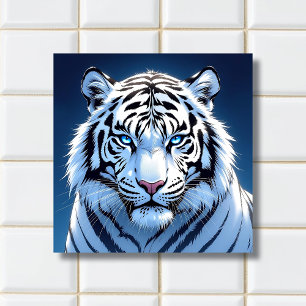 Arte de IA do Tigre Branco de Olhos Azuis