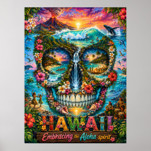 Arte de Impressão Caveira do Havaí Estado de Esp