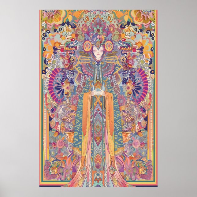 Arte de Impressão da Deusa Mística Mandala Psicodé (Frente)
