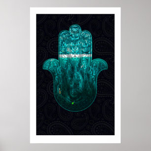 Arte de Impressão da Mão Hamsa Espiritual Meditaçã